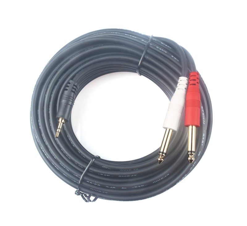 Devinal [50 Feet] 1/8 inch Male Stereo to Dual 1/4 Mono Male Audio Cable, 3.5mm TRS to Dual 6.35mm TS Y Splitter Breakout Cord, Gold Plated Heavy Duty Durable 15 Meters - Image 5